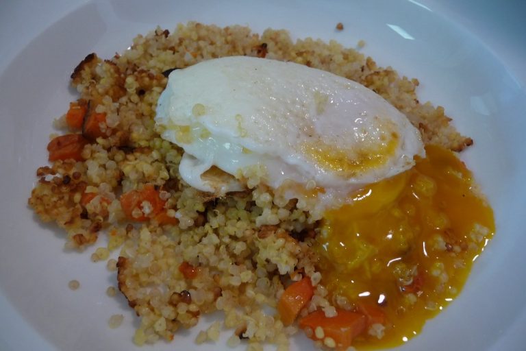 Plate with fried, poached, and soft-boiled eggs arranged together